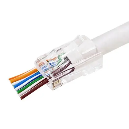 Price Drop CAT6A/6 Unshielded Feed-Thru Modular Plug, Card of 50