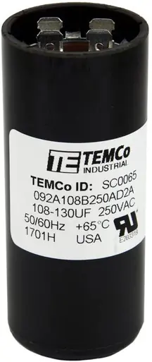 TEMCo 108-130 uF MFD CD60 Start Capacitor 220-250V AC Round | 50/60 Hz Motor Start Capacitor for HVAC, Compressor, Pump Buy Today