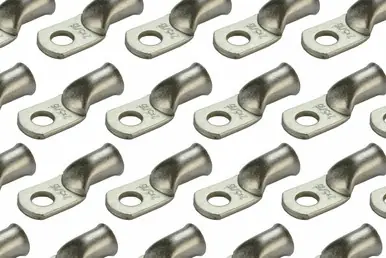Authentic Tin Plated Copper Ring Terminal - 2 AWG, 5/16" Hole (100 Pack)