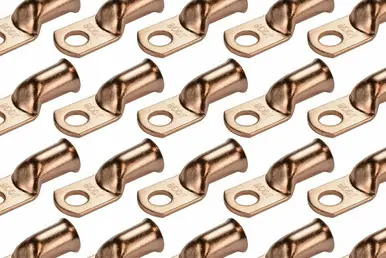 Worldwide Shipping Bare Copper Ring Terminal - 2/0 AWG, 3/8" Hole (100 Pack)