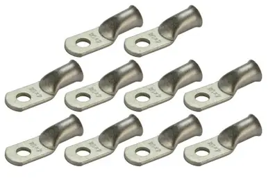 Worldwide Shipping Tin Plated Copper Ring Terminal - 4 AWG, 1/4" Hole (10 Pack)