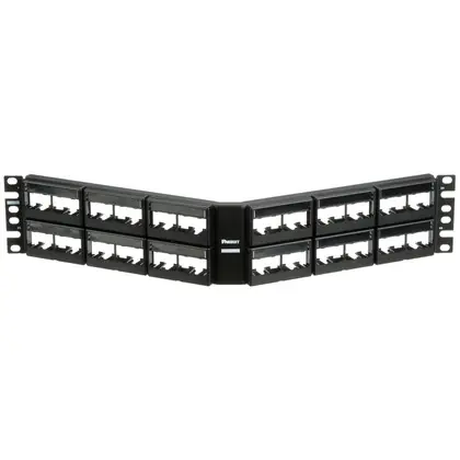 Certified Mini-Com® Angled Patch Panel, 48 port, 2 RU, Black