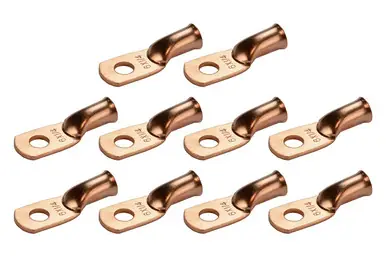 Best Seller Bare Copper Ring Terminal - 6 AWG, 1/4" Hole (10 Pack)