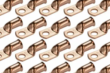 Bare Copper Ring Terminal - 2/0 AWG, 3/8" Hole (50 Pack) While Supplies Last