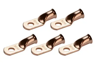 Bare Copper Ring Terminal - 4 AWG, 1/4" Hole (5 Pack) Express Delivery
