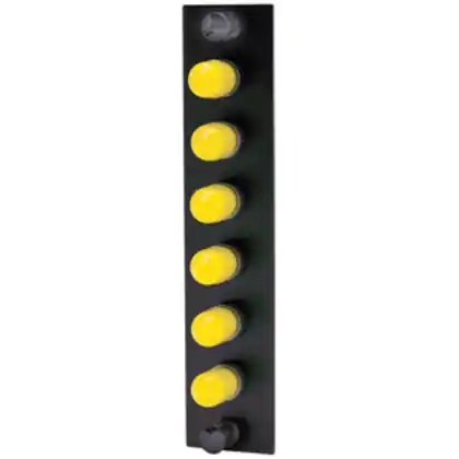 Genuine Fiber Optic Panel Adapter, 6-Fiber, ST Simplex, 6-Port, Loaded with 6 Adapters, Zircon