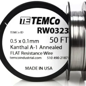 0.5 x 0.1 mm 50 ft Kanthal A-1 flat ribbon resistance wire. Warranty Included