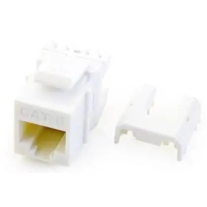 Worldwide Shipping Snap In Connector, Keystone, CAT6, RJ45, 4P4C, T568A/B, White