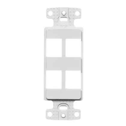 Exclusive 4-Port Keystone Plate, 1-Gang, Decorator Frame, White