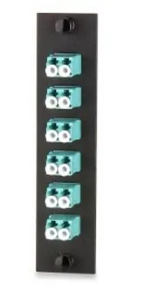 Fast Shipping 12-Fiber (6-Duplex) LC MM Adapter Plate, Aqua Adapters, Ceramic Sleeve