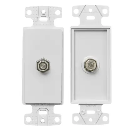 Plates, 1-Gang Frame, Decorator, With F-Connector, White Fast Shipping