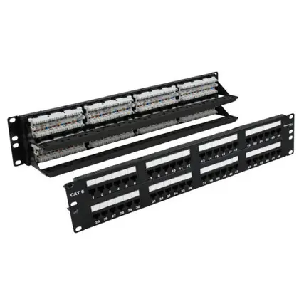 Low Price 48-Port 2U Cat 6 Patch Panel With Lacing Bar