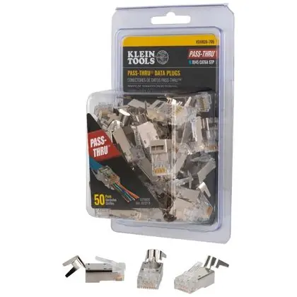 Exclusive Pass-Thru Modular Data Plug, RJ45, Category 6A, Shielded, 50/Pack