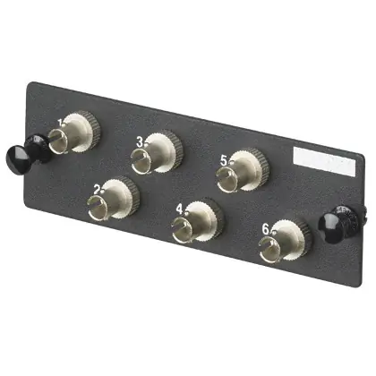 Adapter Plate, Fiber Optic, 6 Port, ST-Style, SM/MM, Opticom, Black Save Now