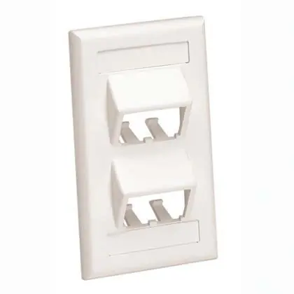 Fan Favorite Wallplate, Sloped, 1-Gang, 4-Port, Box Mount, Mini-Com, White