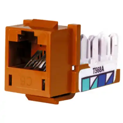 Top Rated Category 6 Telephone/Data Jack with Quick-Lace Termination, Orange