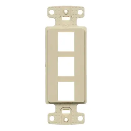 Bulk Order 3-Port Keystone Plate, 1-Gang, Decorator Frame, Electric Ivory
