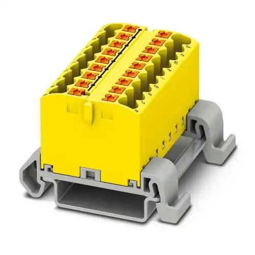 Worldwide Shipping Phoenix Contact 3273182 Distribution block PTFIX 18X2,5-NS35A YE