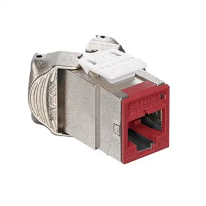 Atlas-X1 Cat 6A Shielded QuickPort Connector, Component-Rated, Dark Red Fast Shipping