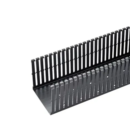 Discount Type F Narrow Slot Wiring Duct 1 Inch Wide x 3 Inch High x 72" Long, PVC, Black
