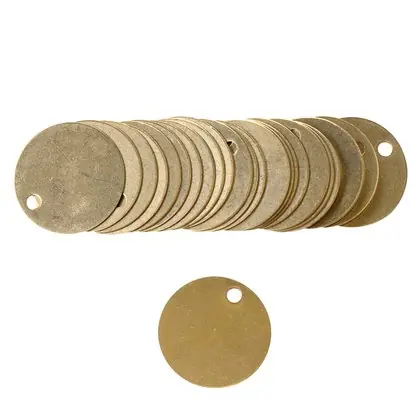 Blank Brass Valve Tag, 1.5 In Dia., Pack of 25 Free Shipping