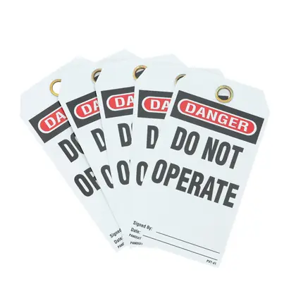Write-On Safety Tag, 5-3/4 IN H x 3 IN W, Black/Red/White, 0.38 IN Limited Offer