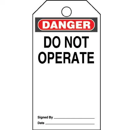 Limited Offer Plastic Tag, 'Danger Do Not Operate', 5