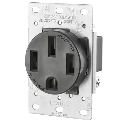 50 Amp Flush Mount Receptacle, 125/250V, 14-50R, 3P4W, Grounding Low Price