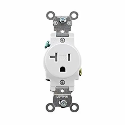 20A TR Commercial Grade Single Receptacle, 5-20R, White Premium