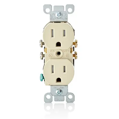 15A TR Residential Grade Duplex Receptacle, 5-15R, Ivory Trending