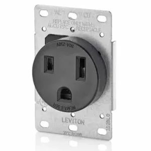 50 Amp Flush Mount Receptacle, 250V, 6-50R, 2P3W, Ground Time-Limited