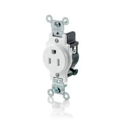 15A TR Commercial Grade Single Receptacle, 5-15R, White Brand New