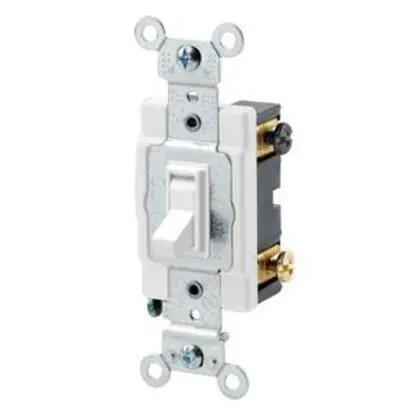 4-Way Switch, Framed Toggle, 15A, 120/277V, White, Side Wired Mega Sale