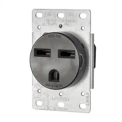 30 Amp Flush Mount Receptacle, 250V, 6-30R, Grounding Instant Buy