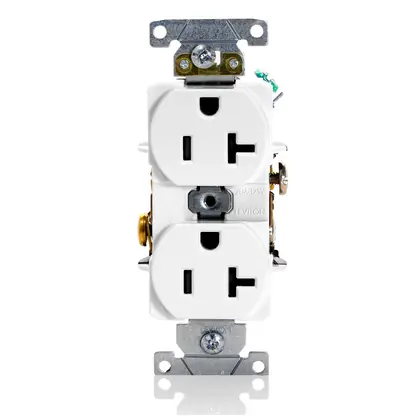 20A Industrial Grade Duplex Receptacle, 5-20R, White Direct From Manufacturer