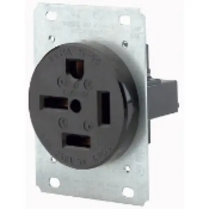 50 Amp Flush Mount Receptacle, 250V 3PH, 15-50R, 3P4W, Grounding Free Returns