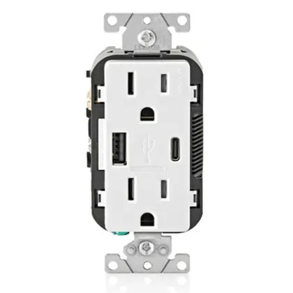 15A TR USB-A/C Receptacle, 5-15R, White Last Chance
