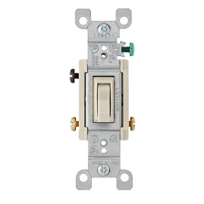3-Way Toggle Switch, 15A, 120VAC, Light Almond, Residential Grade Discount