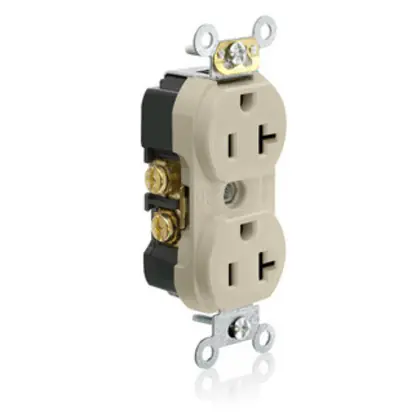 20A TR Commercial Grade Duplex Receptacle, 5-20R, Ivory Worldwide Shipping