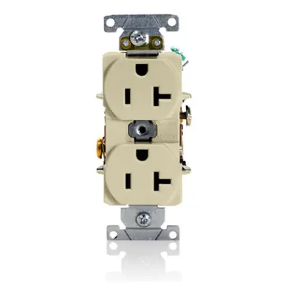 20A Industrial Grade Duplex Receptacle, 5-20R, Ivory Free Returns