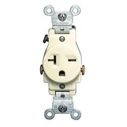 20A Commercial Grade Single Receptacle, 6-20R, Ivory Handmade