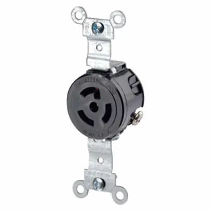 15A Locking Single Receptacle, 277V, 2P/3W, Black Crafted