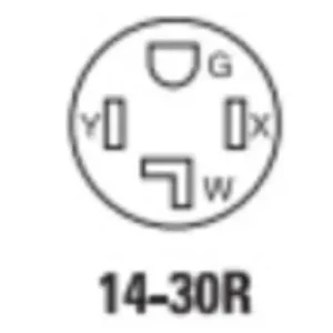Price Drop Range Receptacle, Heavy Duty, 30A, 125/250V, 3 Pole, 4 Wire, Black