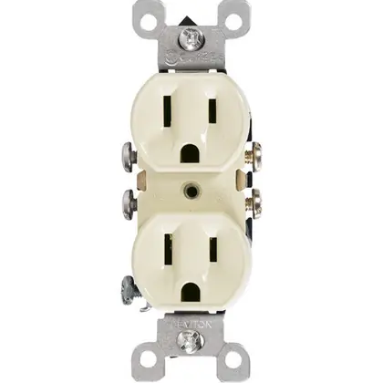 15A Residential Grade Duplex Receptacle, 5-15R, Ivory Modern