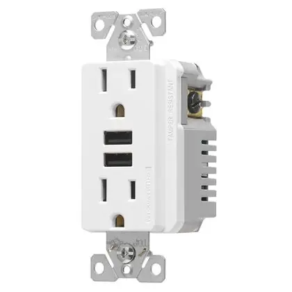 Next Day Delivery USB 3.6A DUPLEX RECP 15A 125V WH