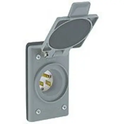 15A Integrated Power Flanged Inlet, 125V, 5-15P, Slots for Terminals Worldwide Shipping