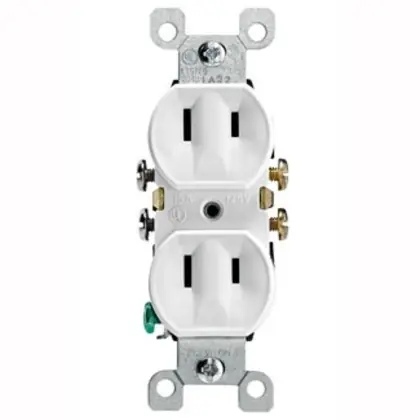 15A Residential Grade Duplex Receptacle, 1-15R, White Clearance