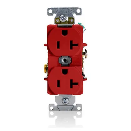20A Industrial Grade Duplex Receptacle, 5-20R, Red In Demand
