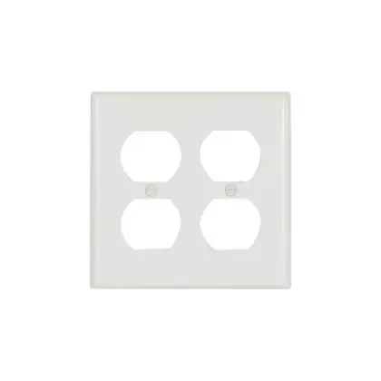 Wallplate 2G Dup Recp Thermoset Std WH Buy Direct