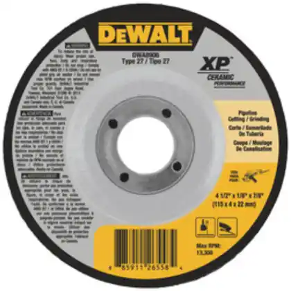 Professional Grade 4 -1/2" XP Ceramic Metal Grinding Wheel, Type 27